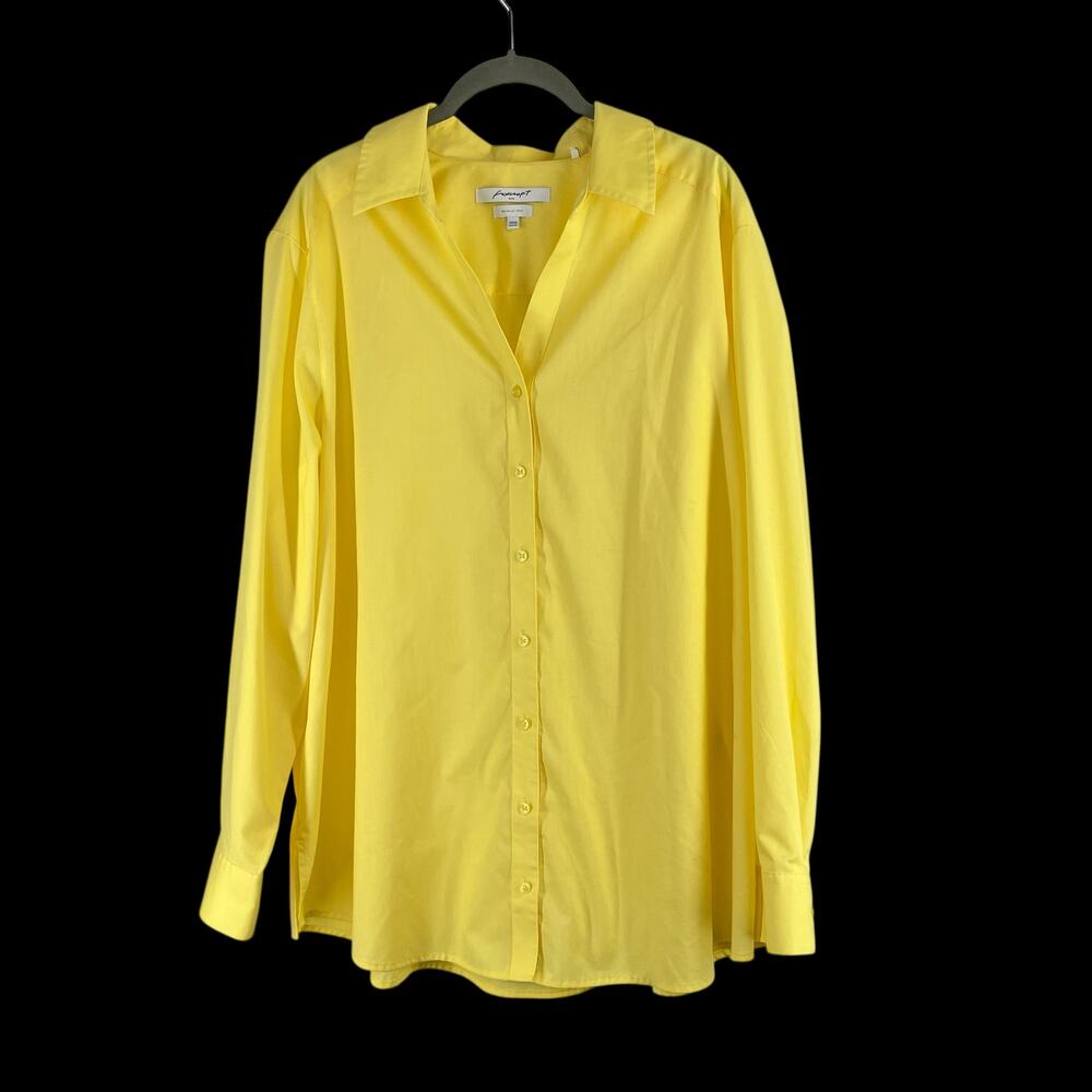 Foxcroft Yellow Blouse Long Sleeve Button Down Womens Size 20W